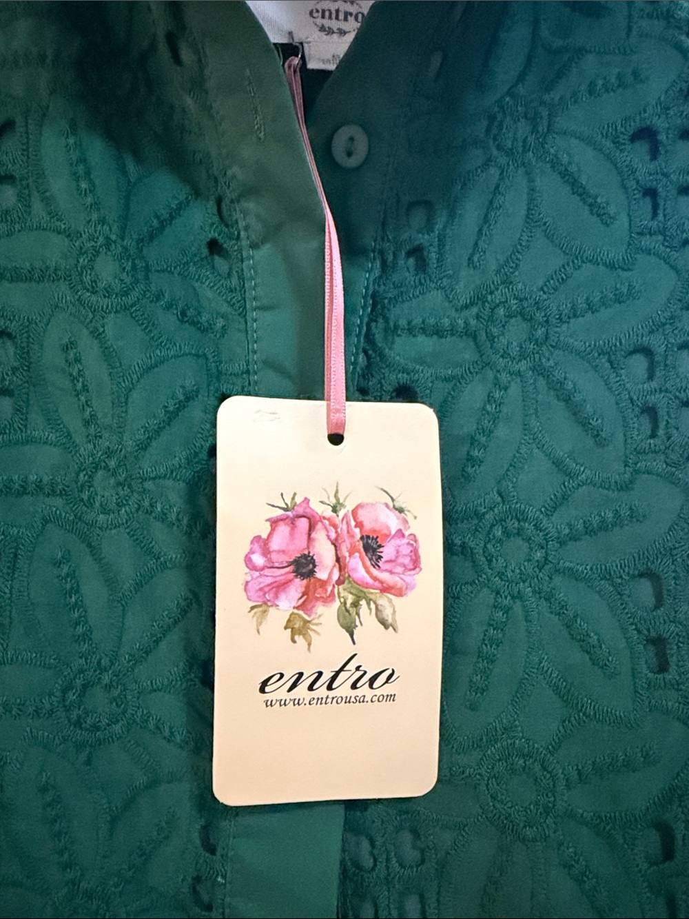 entro Green Eyelet Tiered Mini Dress - Picture 2 of 4